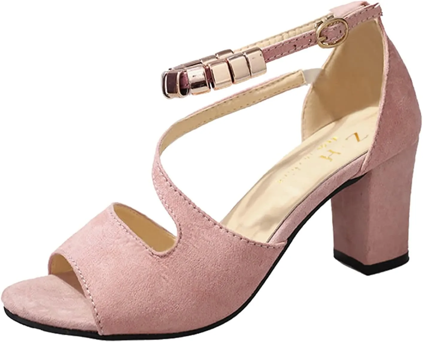 Buckle Heel Sandals for Women Summer Beaded Wedding Trendy Dressy Beach 2025 Spring Ladies Cutes Comfy Sandals Heels