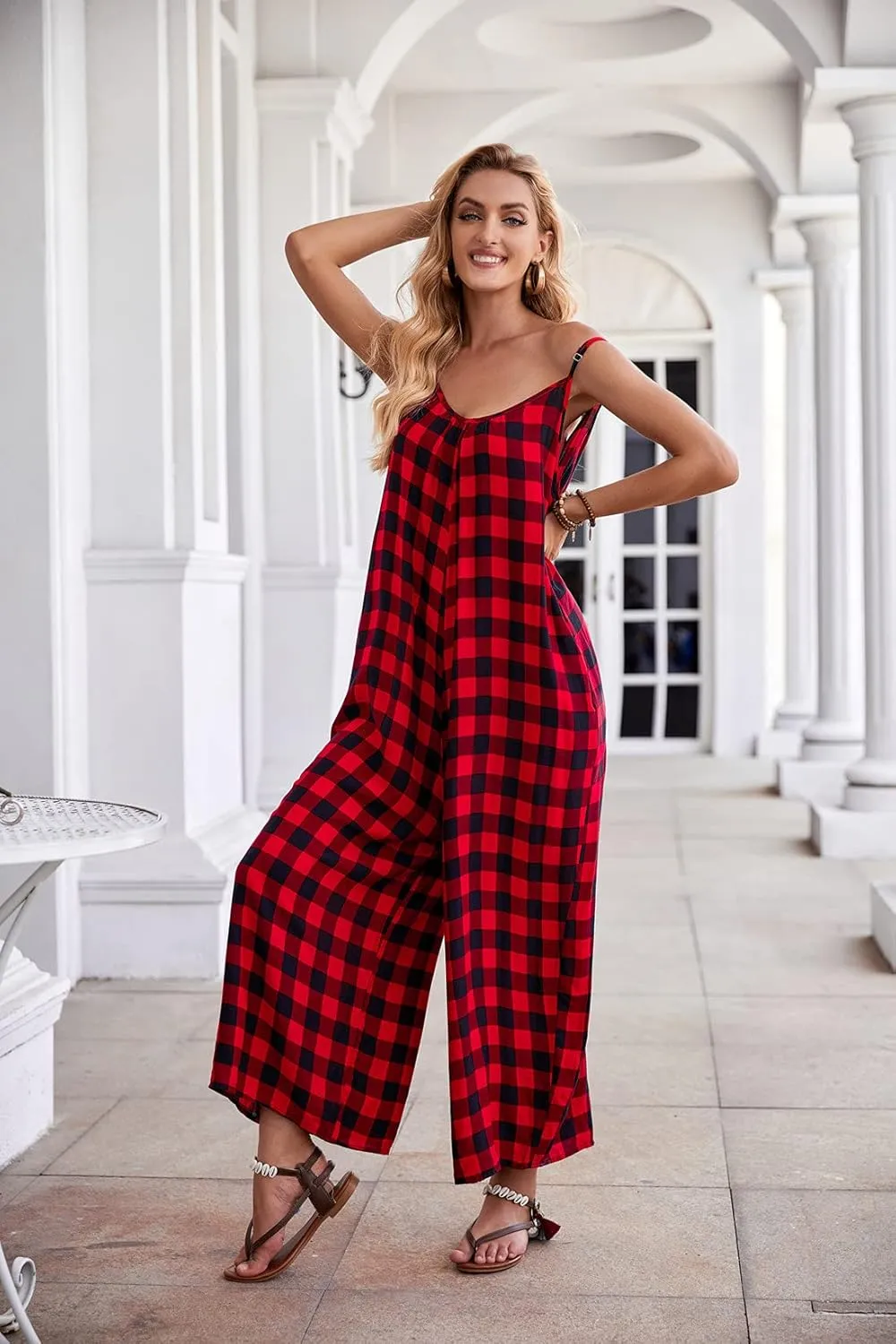 BUENOS NINOS Women's V Neck Floral Maxi Dress Boho Printed Adjustable Spaghetti Strap Ethnic Beach Long Dress with Pockets