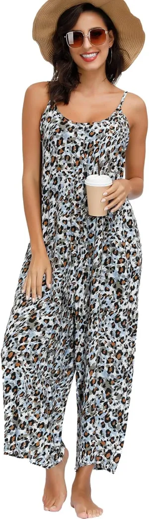 BUENOS NINOS Women's V Neck Floral Maxi Dress Boho Printed Adjustable Spaghetti Strap Ethnic Beach Long Dress with Pockets