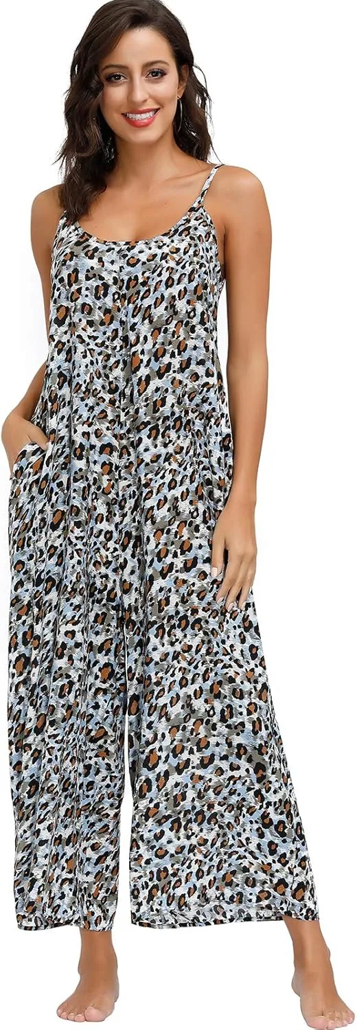 BUENOS NINOS Women's V Neck Floral Maxi Dress Boho Printed Adjustable Spaghetti Strap Ethnic Beach Long Dress with Pockets