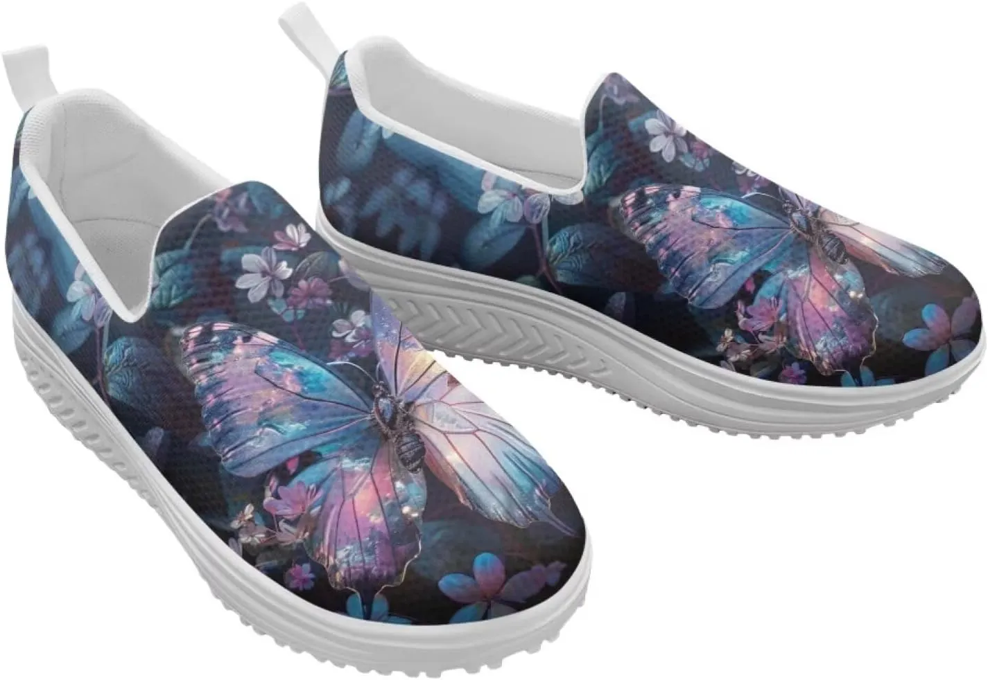 Butterfly Platform Sneakers for Women Arch Support Loafers for Work Memory Foam Athletic Shoes Walking Standing