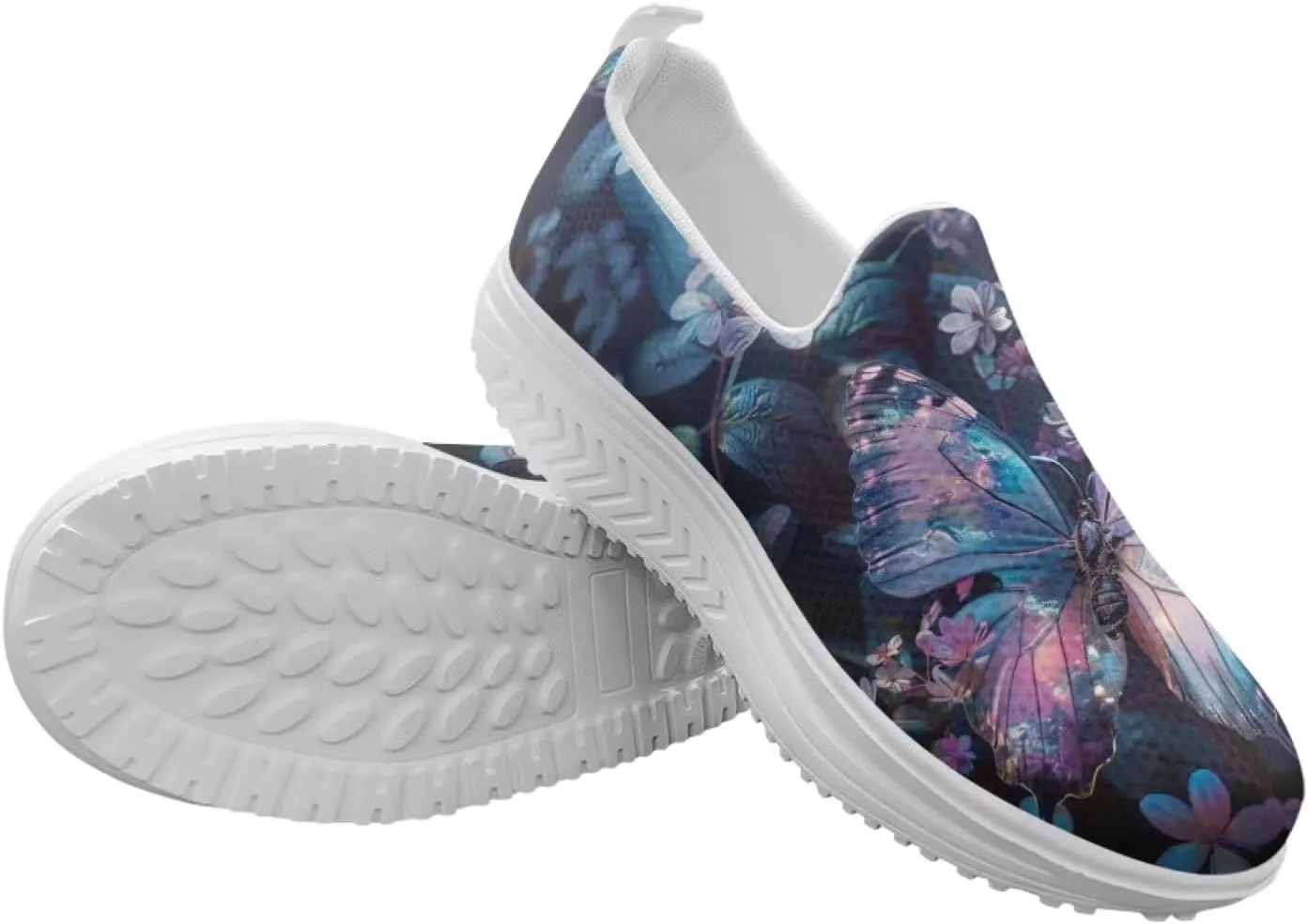 Butterfly Platform Sneakers for Women Arch Support Loafers for Work Memory Foam Athletic Shoes Walking Standing