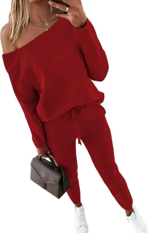 CHICME BEST SHOPPING DEALS Chic Me Women Long Sleeve Crewneck Pullover Tops and Pants Set Tracksuit Fall Outfit