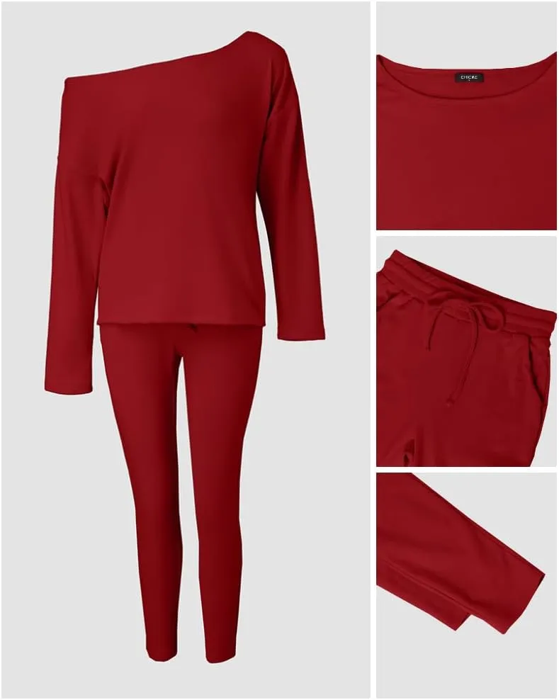 CHICME BEST SHOPPING DEALS Chic Me Women Long Sleeve Crewneck Pullover Tops and Pants Set Tracksuit Fall Outfit