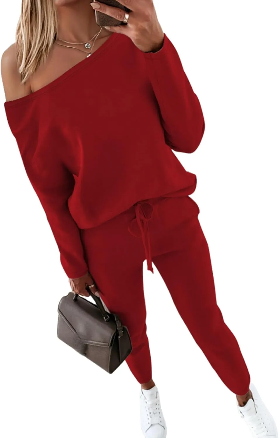 CHICME BEST SHOPPING DEALS Chic Me Women Long Sleeve Crewneck Pullover Tops and Pants Set Tracksuit Fall Outfit