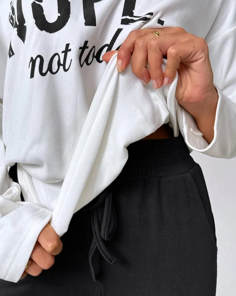 CHICME Women Tracksuit Fall 2 piece Outfits Long Sleeve Crewneck Pullover Tops and Pants Set