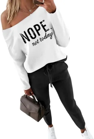 CHICME Women Tracksuit Fall 2 piece Outfits Long Sleeve Crewneck Pullover Tops and Pants Set