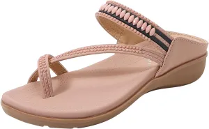 Clip Toe Sandals for Women Comfort Wedge Slip On Flip Flops Summer Casual Roman Shoes Lightweight Comfortable Outdoor Beach Shoes Slipper