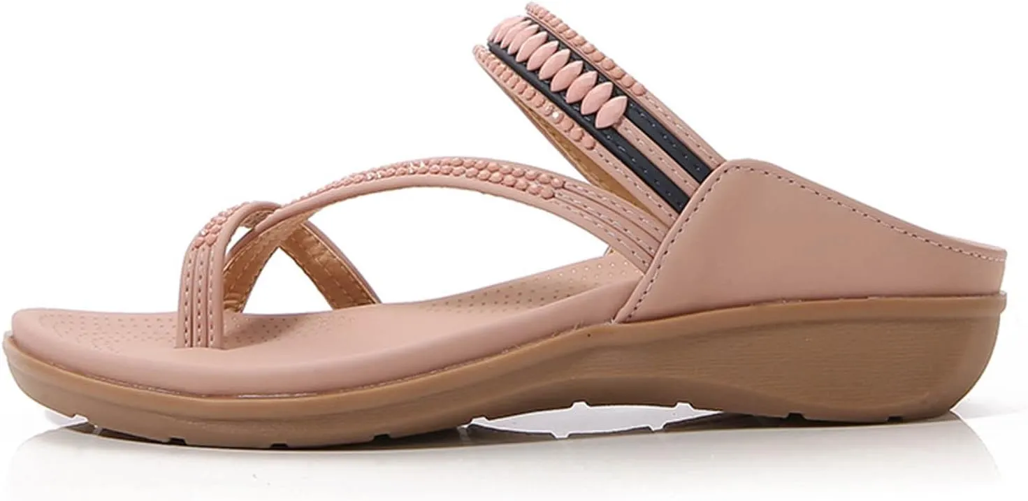 Clip Toe Sandals for Women Comfort Wedge Slip On Flip Flops Summer Casual Roman Shoes Lightweight Comfortable Outdoor Beach Shoes Slipper