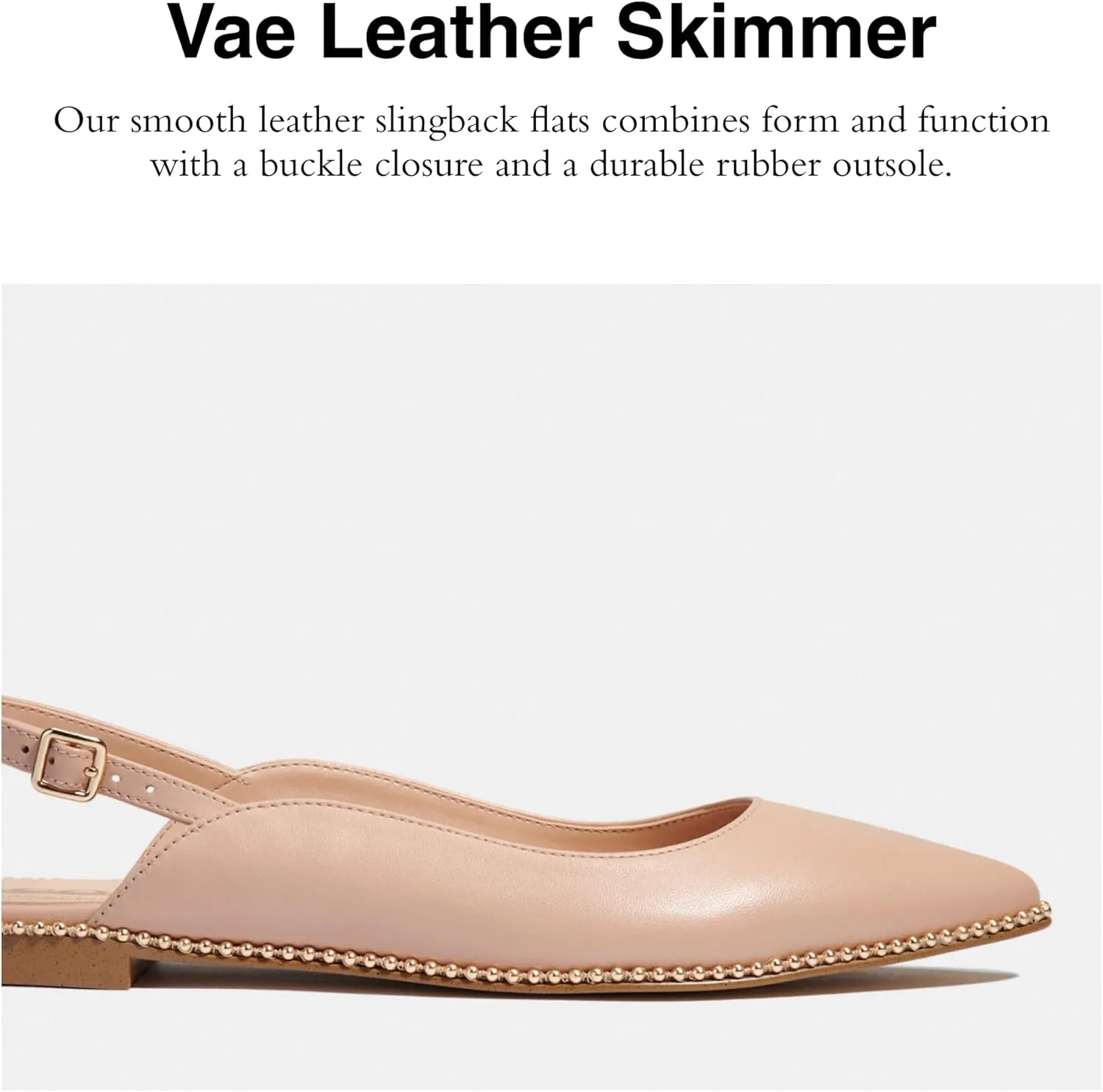 Coach Women's VAE Leather Skimmer Ballet Flat, Beechwood, 6