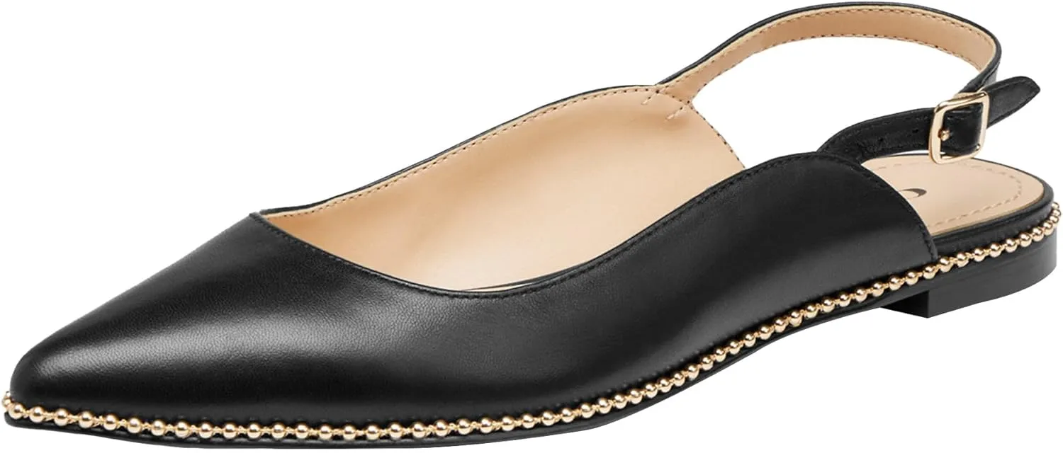 Coach Women's VAE Leather Skimmer Ballet Flat, Black, 6