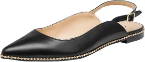 Coach Women's VAE Leather Skimmer Ballet Flat, Black, 6