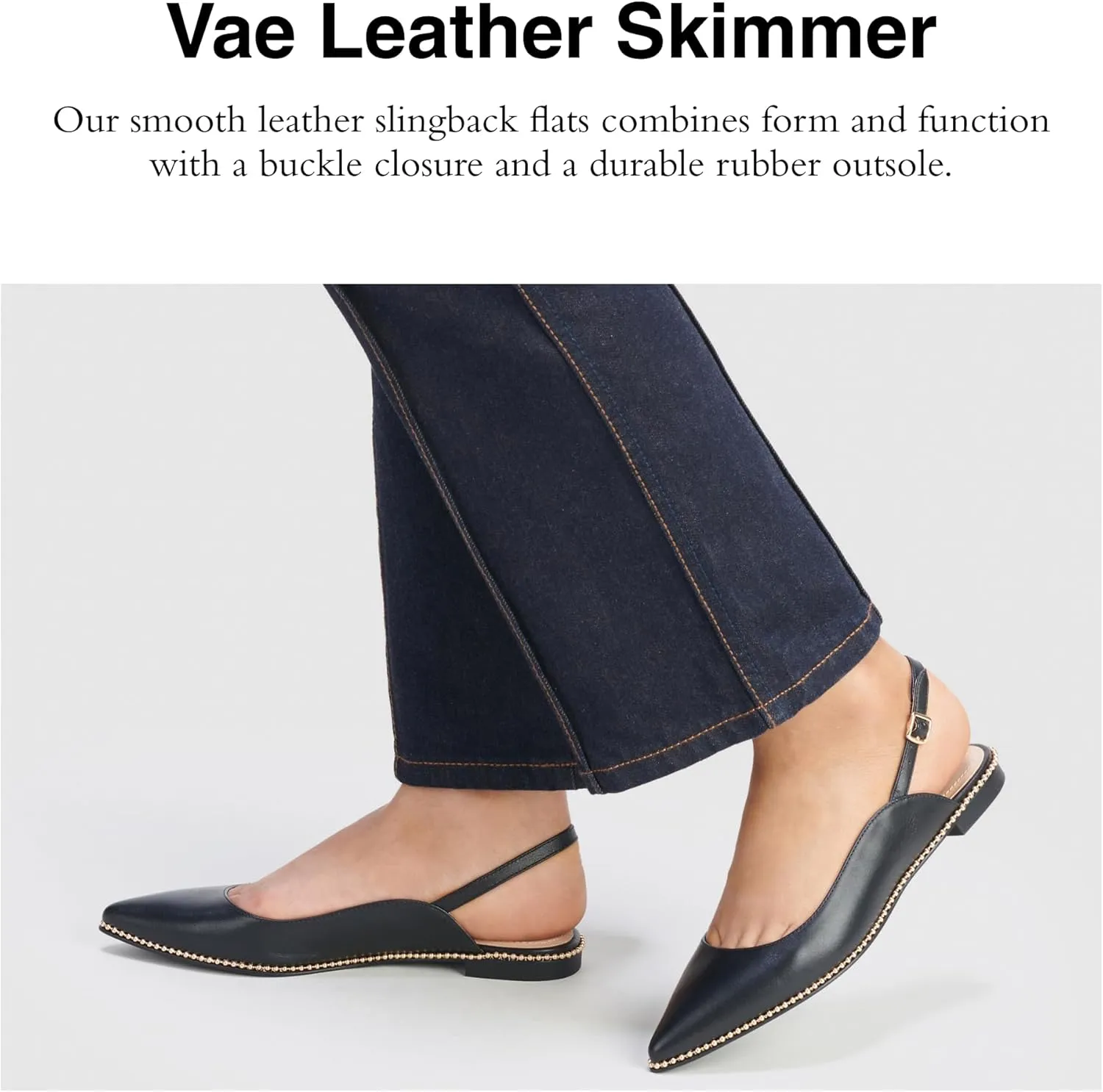 Coach Women's VAE Leather Skimmer Ballet Flat, Black, 6