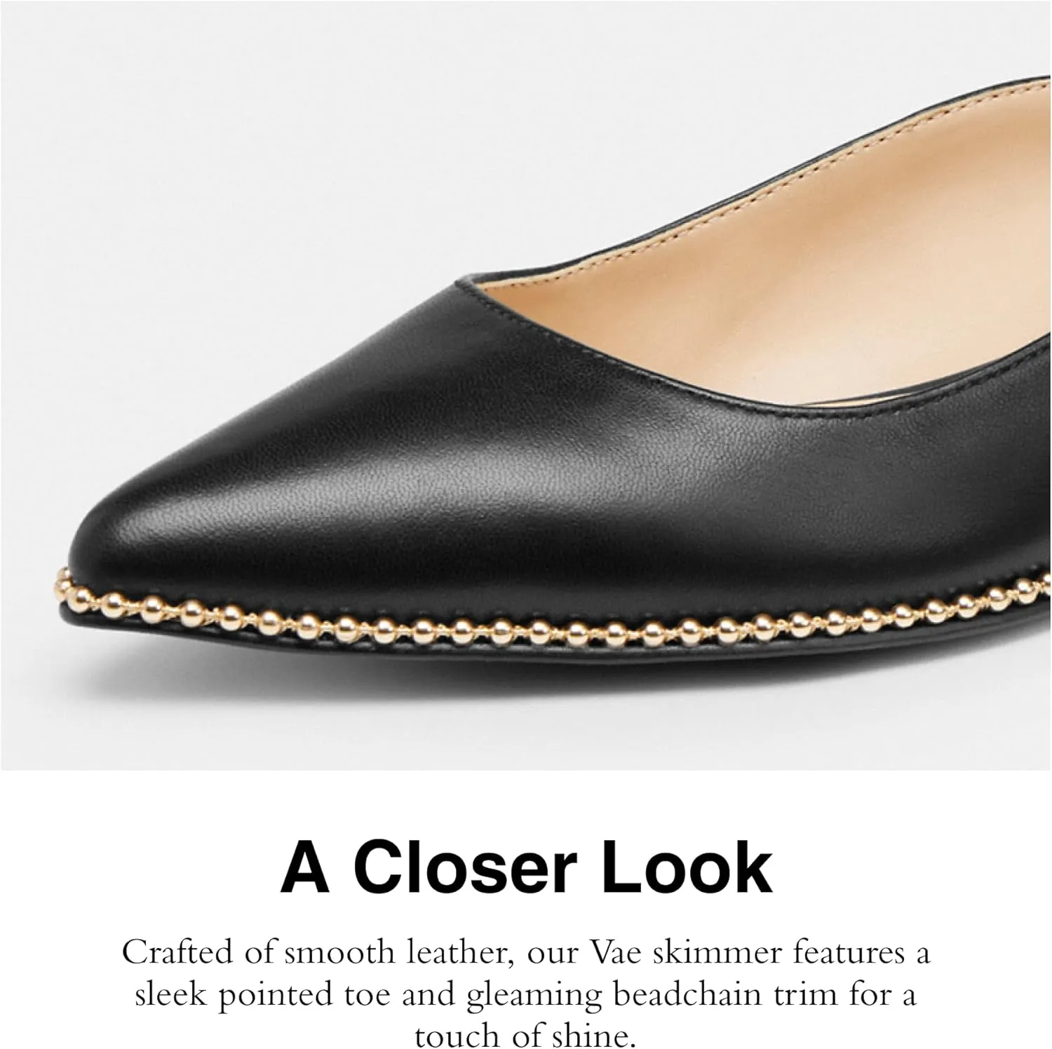 Coach Women's VAE Leather Skimmer Ballet Flat, Black, 6