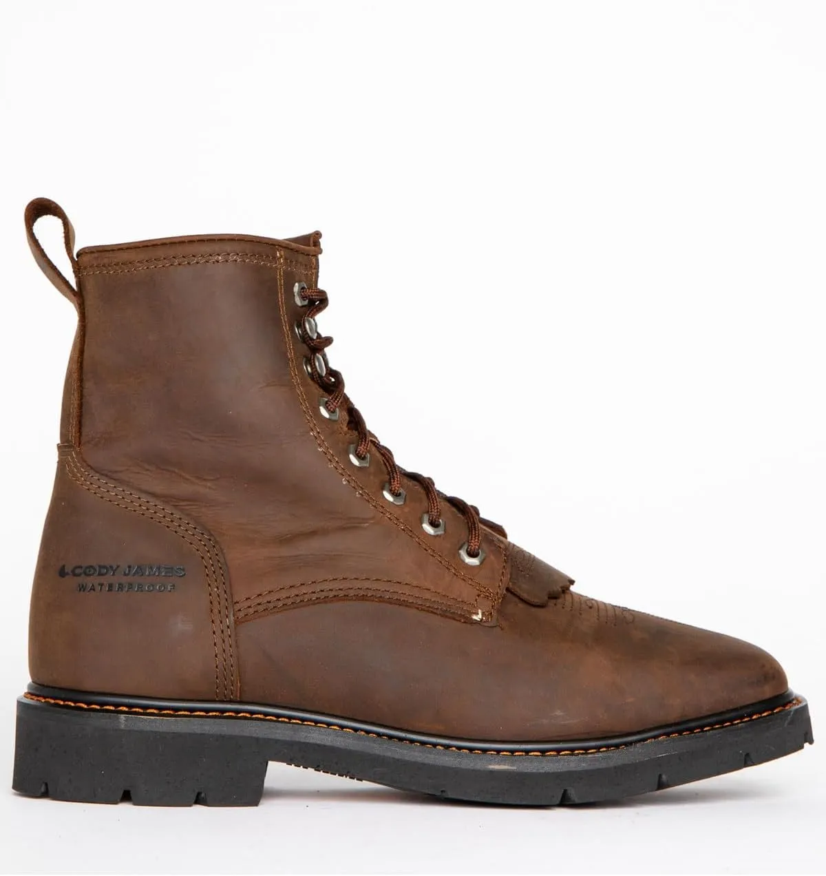 Cody James Men's 8" Mustang Waterproof Lace-Up Kiltie Work Boot Square Toe - Cwmr2