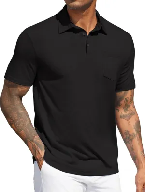 COOFANDY Mens Polo Shirts Short Sleeve Casual Golf Shirt Basic Solid Color Collared T-Shirt Stylish Summer Polo T Shirt