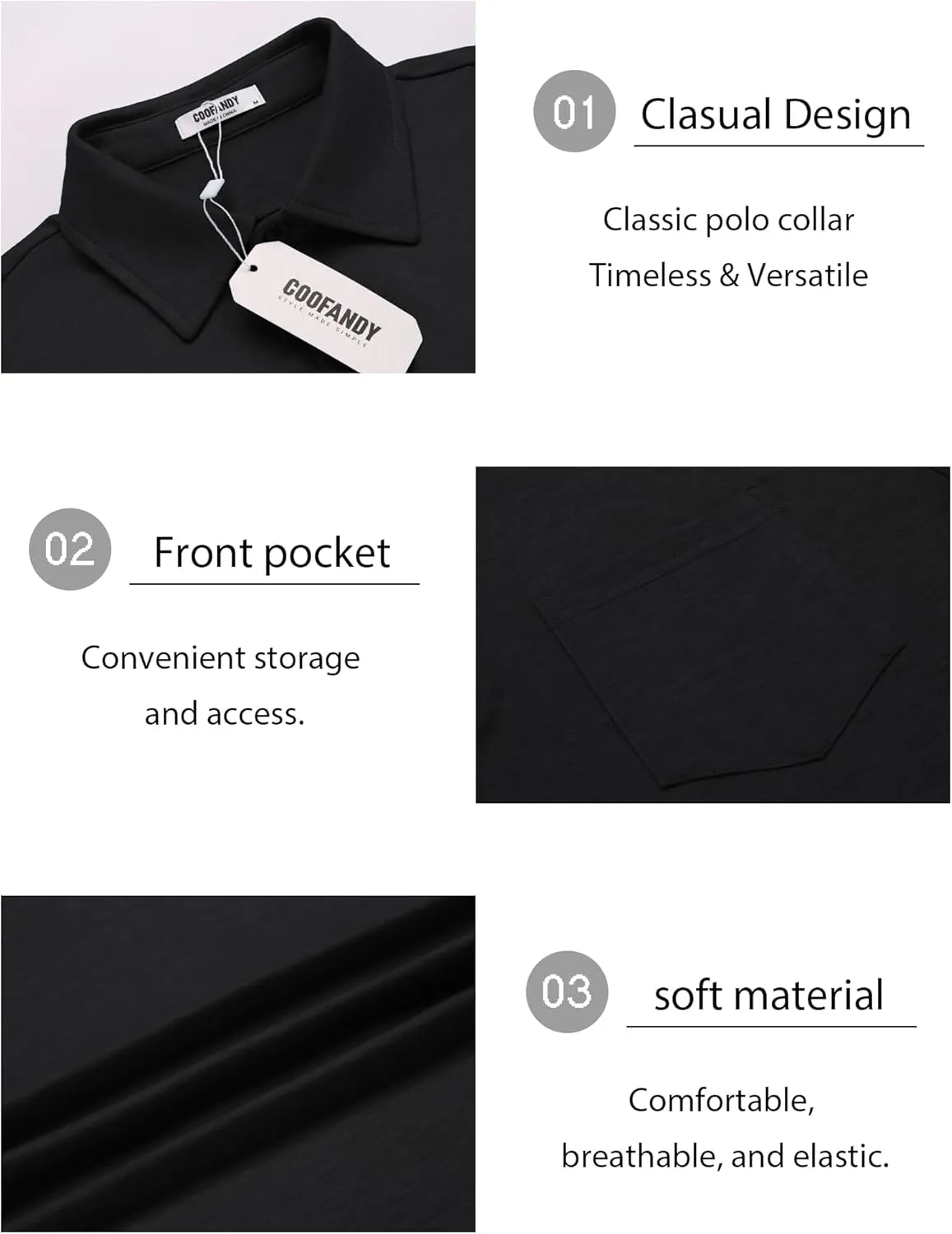 COOFANDY Mens Polo Shirts Short Sleeve Casual Golf Shirt Basic Solid Color Collared T-Shirt Stylish Summer Polo T Shirt