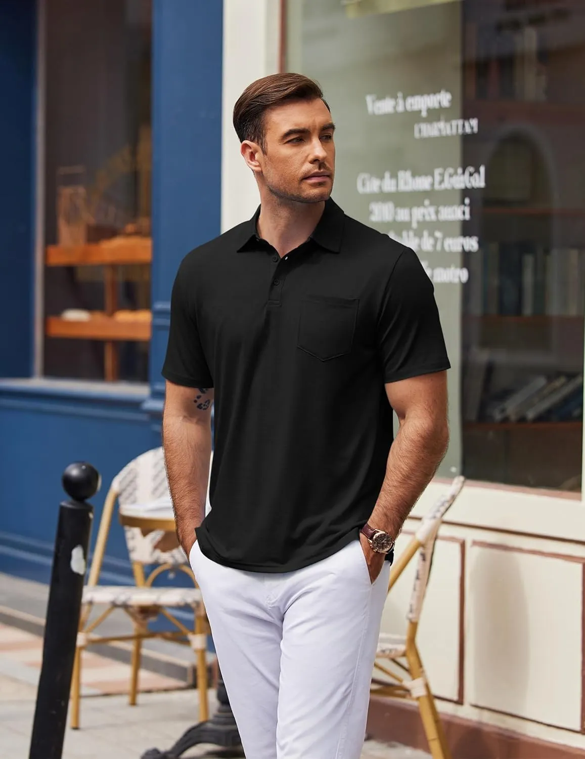 COOFANDY Mens Polo Shirts Short Sleeve Casual Golf Shirt Basic Solid Color Collared T-Shirt Stylish Summer Polo T Shirt