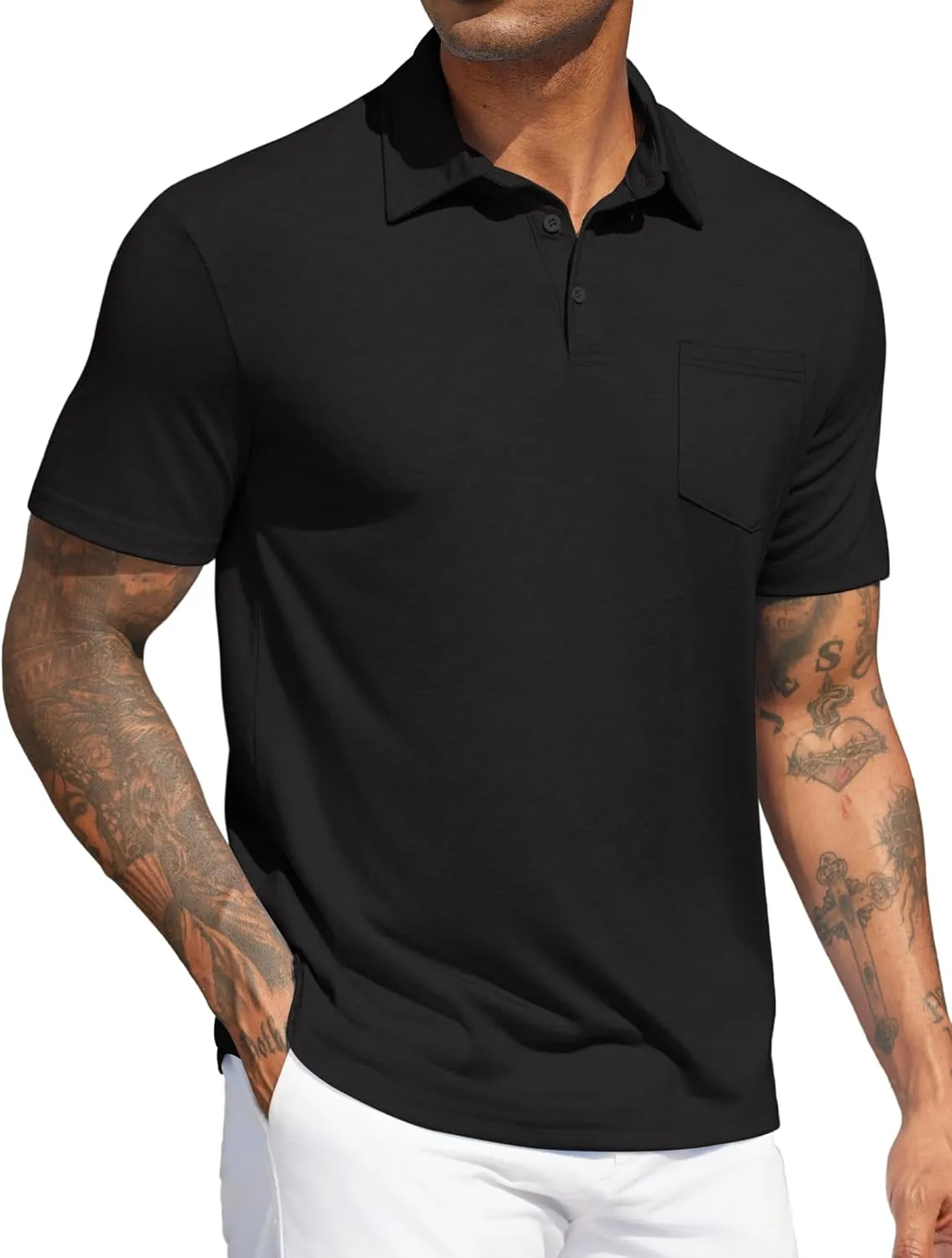 COOFANDY Mens Polo Shirts Short Sleeve Casual Golf Shirt Basic Solid Color Collared T-Shirt Stylish Summer Polo T Shirt