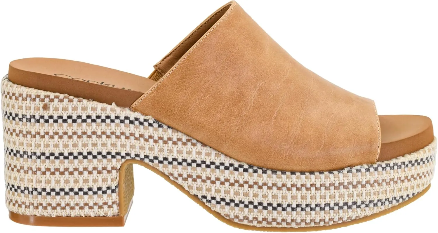 Corkys Footwear Totally Buggin Heeled Sandal - With A 3.25-Inch heel And 1-Inch platform, Chunky Heel, Slip-on Comfort, EVA Insole, and a Stylish Raffia Outsole