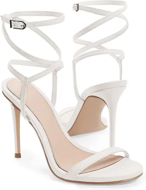 Coutgo Womens Strappy Lace up Heels Sandals Sexy High Heeled Ankle Strap Summer Dress Shoes