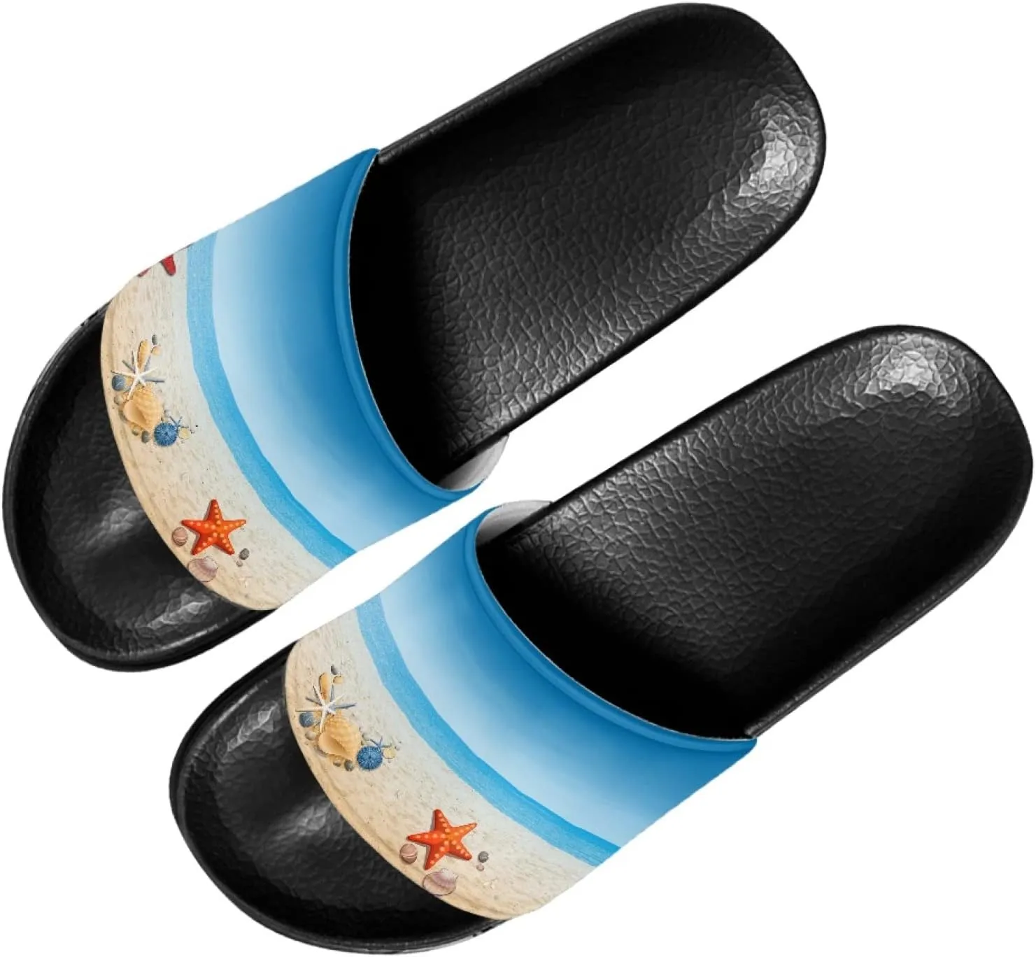 Custom Print Sliders Flat Sandals for Women Men,Open Toe Slippers Anti Skid Slip On Slide Slippers