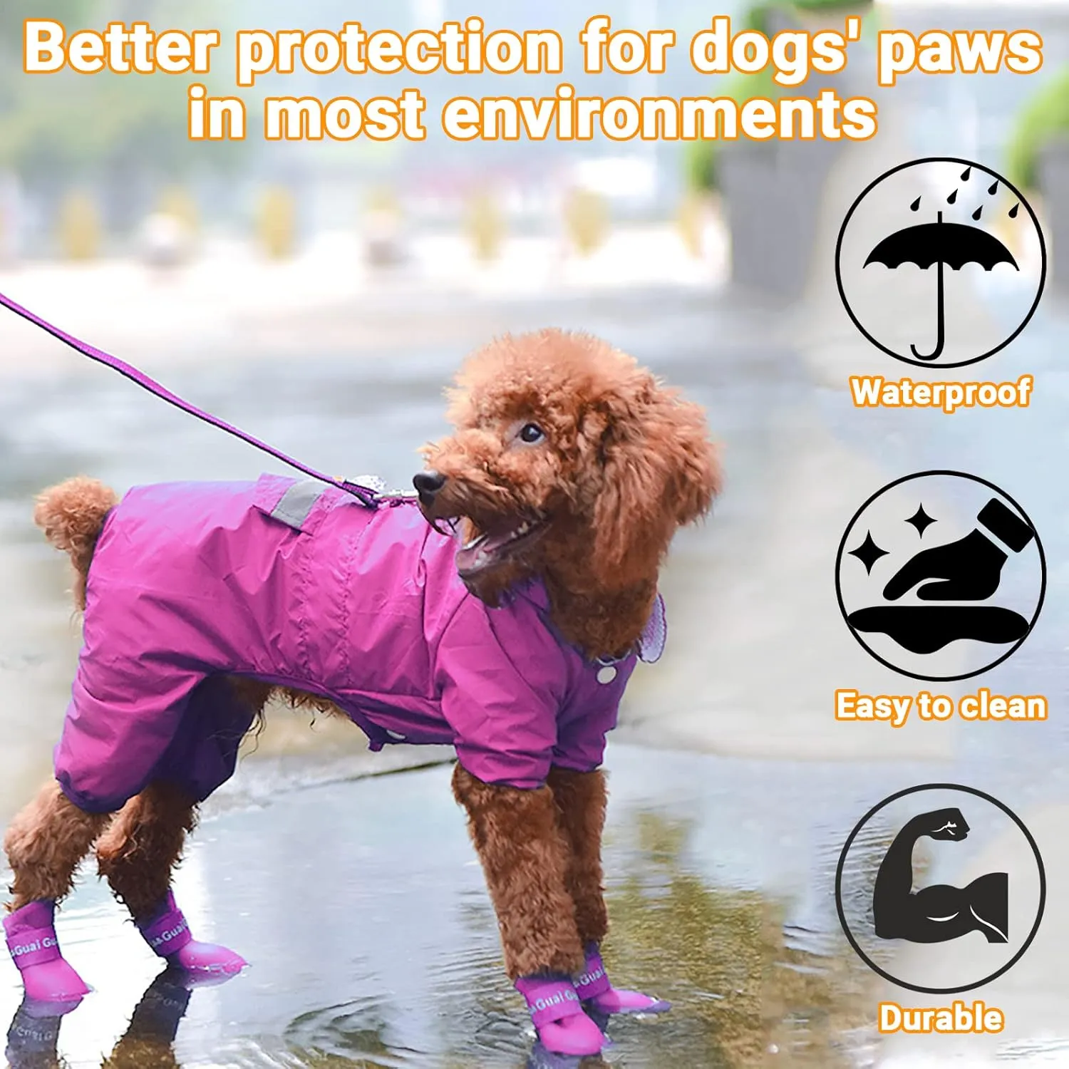 Cute Little Pet Dog Puppy Rain Snow Boots Shoes Booties Candy Colors Rubber Waterproof Anti-Slip (Rose Red, XX-Large)