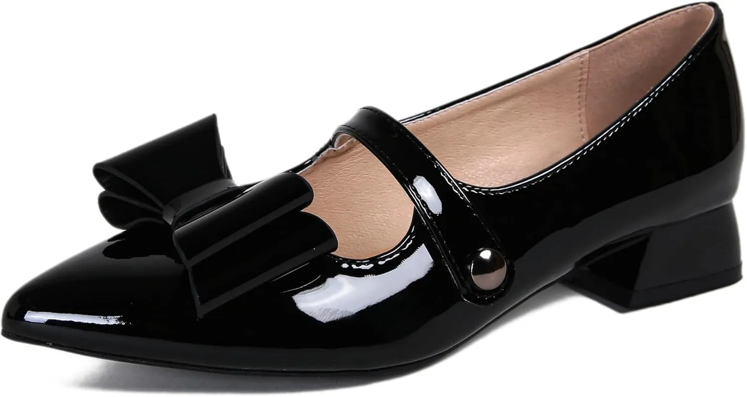 Dear Time Women's Vintage Mary Jane Shoes Ankle Strap Square Toe Flats Uniform Dress Shoes Ballet Flats