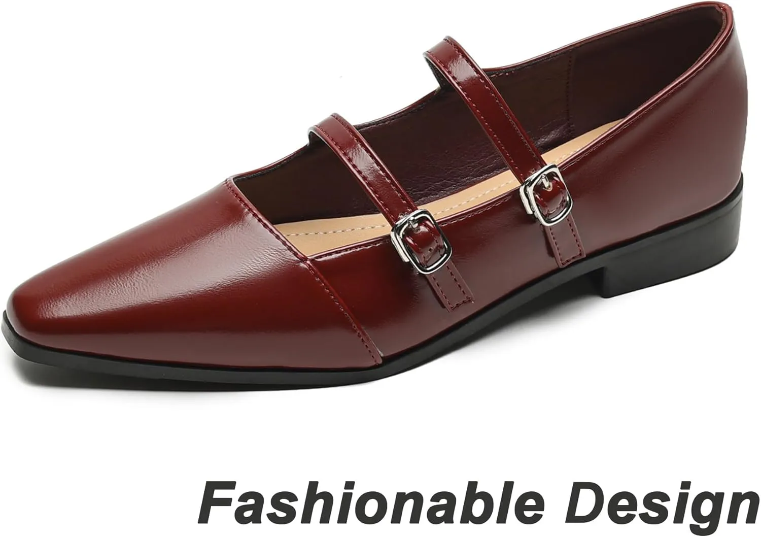 Dear Time Women's Vintage Mary Jane Shoes Ankle Strap Square Toe Flats Uniform Dress Shoes Ballet Flats