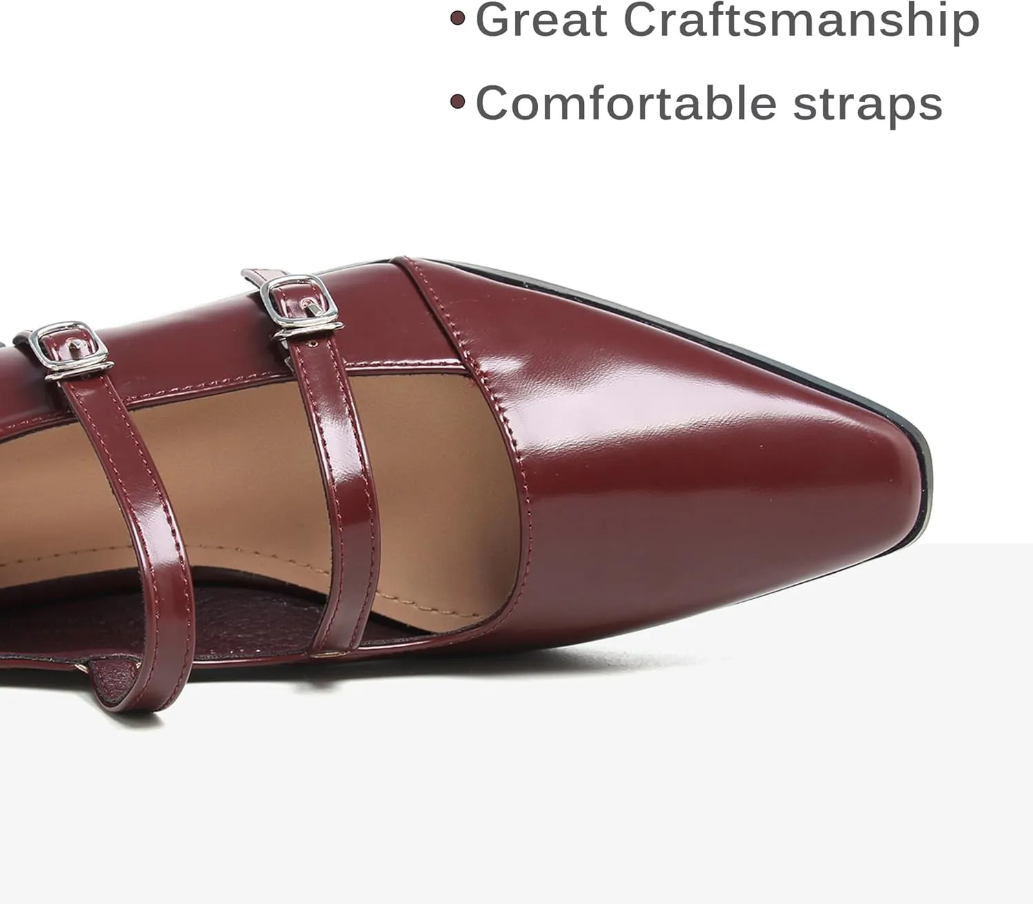 Dear Time Women's Vintage Mary Jane Shoes Ankle Strap Square Toe Flats Uniform Dress Shoes Ballet Flats