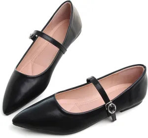 Dear Time Women's Vintage Mary Jane Shoes Ankle Strap Square Toe Flats Uniform Dress Shoes Ballet Flats