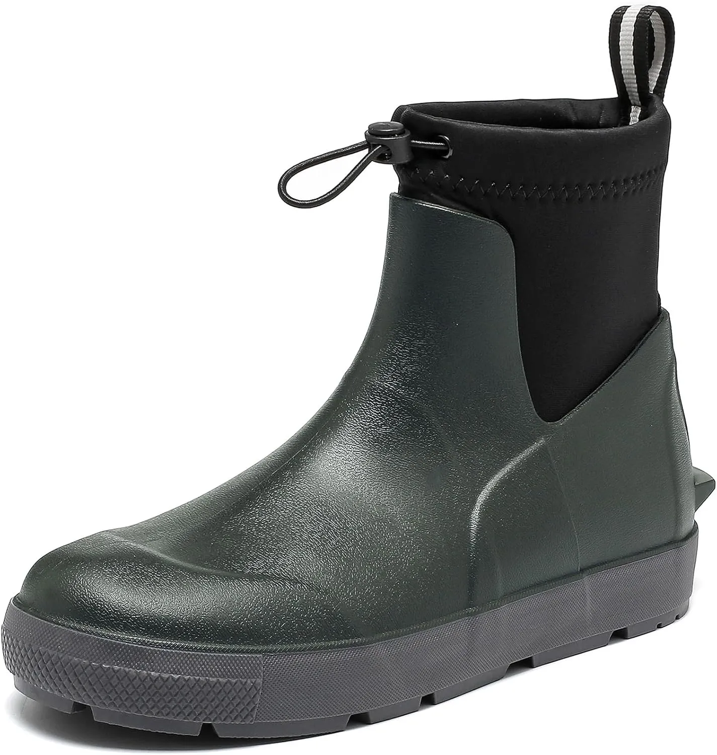 Deck Boots For Men Anti-Slip, Waterproof Ankle Rain Boots, Rubber Outdoor Fishing Footwear, Chelsea Garden Work Water Shoes, Size 6.5-12