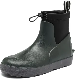 Deck Boots For Men Anti-Slip, Waterproof Ankle Rain Boots, Rubber Outdoor Fishing Footwear, Chelsea Garden Work Water Shoes, Size 6.5-12