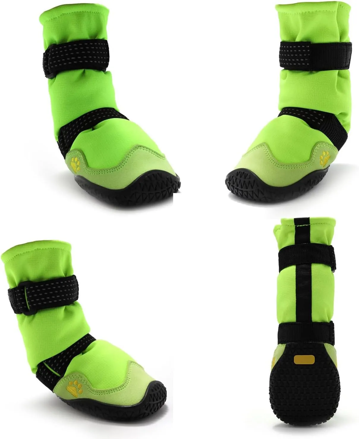 Dog Shoes, BESUNTEK Pet Dog Boots for Medium Large Dogs, Waterproof Rainproof Dog Paw Protectors with Anti-Slip Rubber Soles and Reflective Straps for Indoor and Outdoor Hiking and Running (Green, #4)