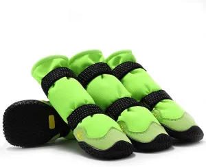 Dog Shoes, BESUNTEK Pet Dog Boots for Medium Large Dogs, Waterproof Rainproof Dog Paw Protectors with Anti-Slip Rubber Soles and Reflective Straps for Indoor and Outdoor Hiking and Running (Green, #4)
