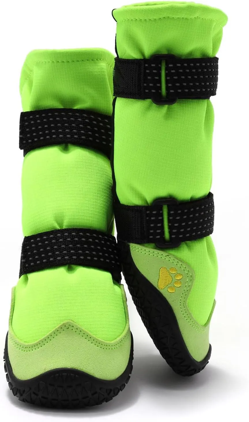 Dog Shoes, BESUNTEK Pet Dog Boots for Medium Large Dogs, Waterproof Rainproof Dog Paw Protectors with Anti-Slip Rubber Soles and Reflective Straps for Indoor and Outdoor Hiking and Running (Green, #4)