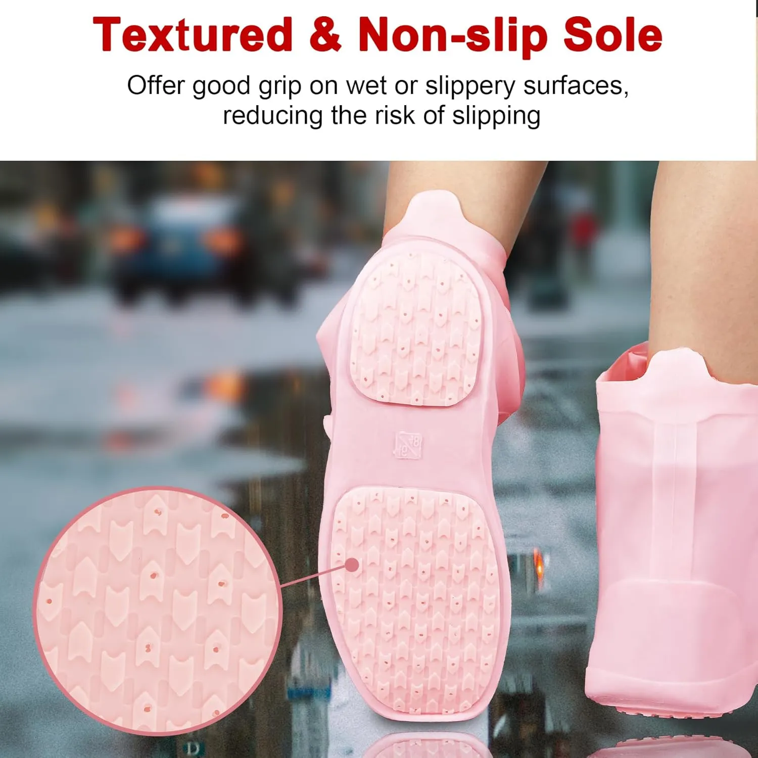 Dream Apparel Waterproof Rain Shoe Covers for Women Men, Non-Slip Reusable Boot Covers Foldable Shoe Covers Rainproof Overshoes Over Shoes Galoshes