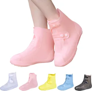 Dream Apparel Waterproof Rain Shoe Covers for Women Men, Non-Slip Reusable Boot Covers Foldable Shoe Covers Rainproof Overshoes Over Shoes Galoshes