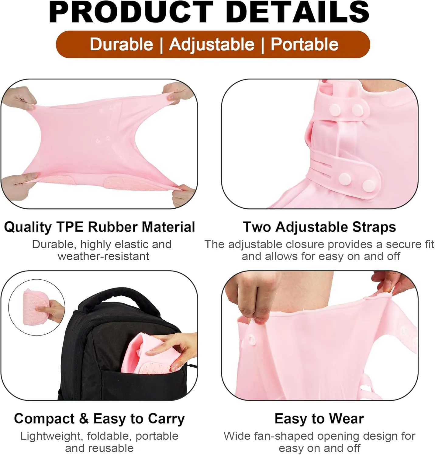 Dream Apparel Waterproof Rain Shoe Covers for Women Men, Non-Slip Reusable Boot Covers Foldable Shoe Covers Rainproof Overshoes Over Shoes Galoshes