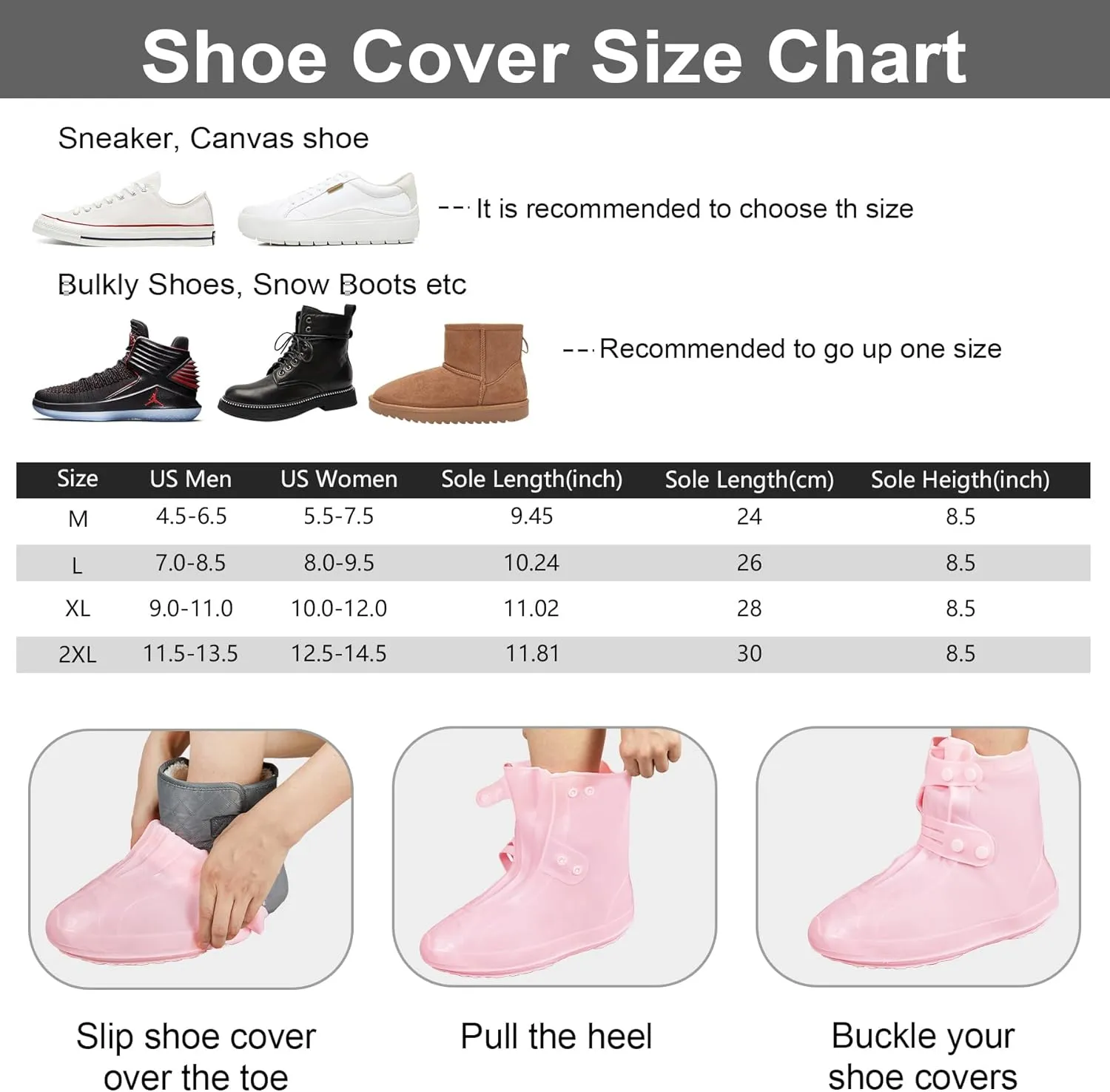 Dream Apparel Waterproof Rain Shoe Covers for Women Men, Non-Slip Reusable Boot Covers Foldable Shoe Covers Rainproof Overshoes Over Shoes Galoshes