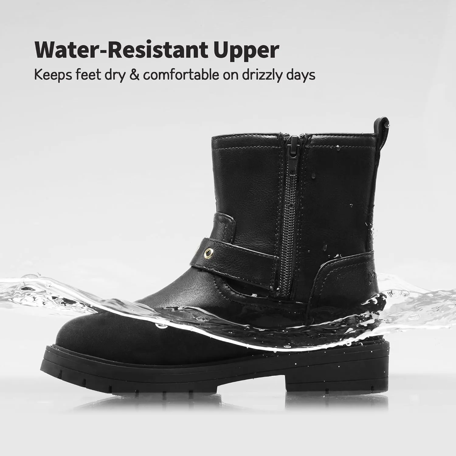 DREAM PAIRS Girls Ankle Boots Waterproof Side Zipper Booties for Little Kid/Big Kid