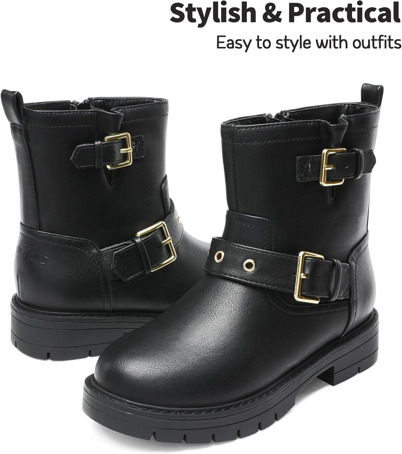 DREAM PAIRS Girls Ankle Boots Waterproof Side Zipper Booties for Little Kid/Big Kid