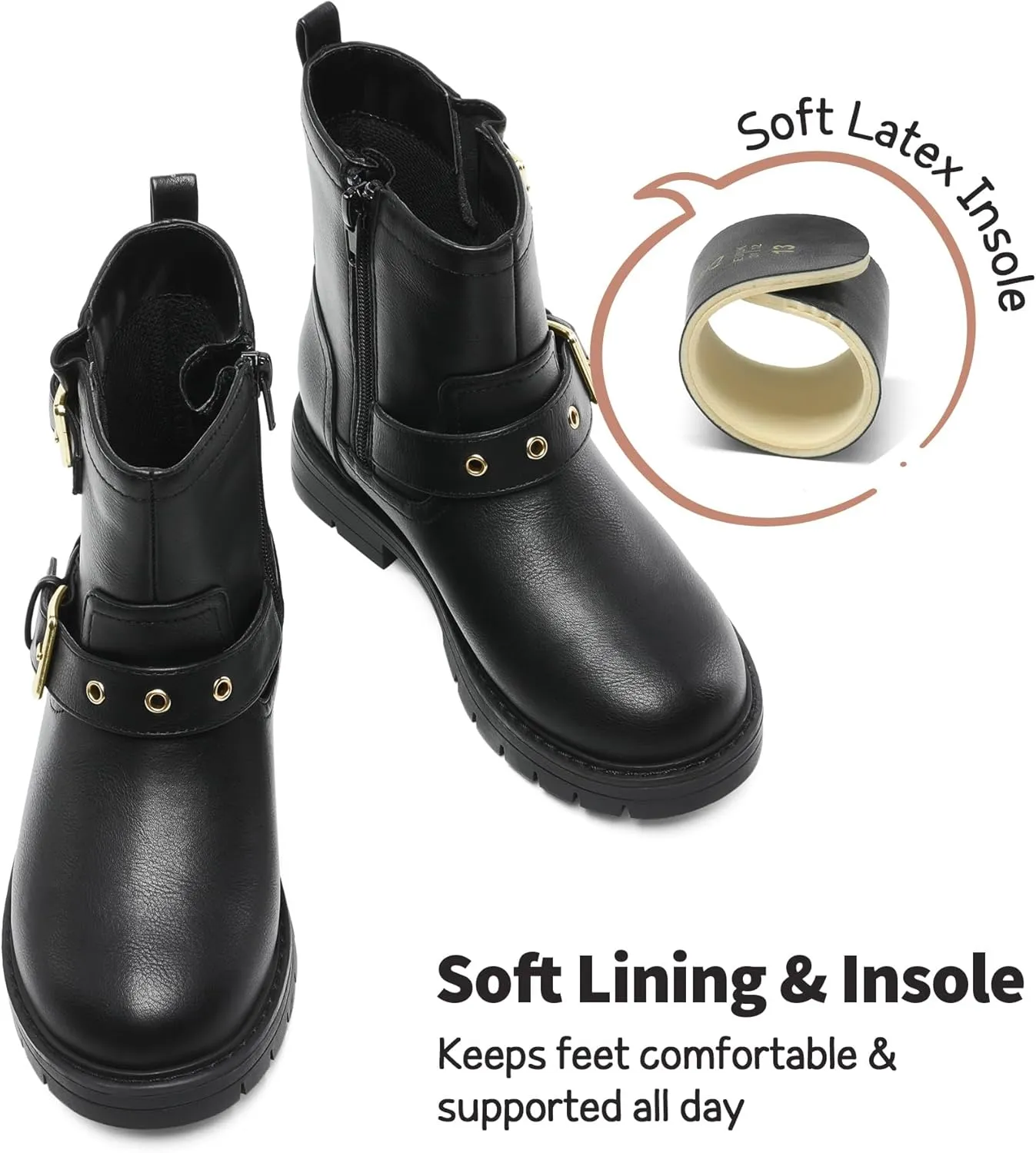 DREAM PAIRS Girls Ankle Boots Waterproof Side Zipper Booties for Little Kid/Big Kid