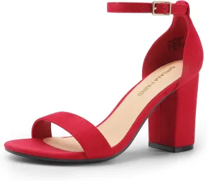 DREAM PAIRS Heels for Women Chunky Block Heel Open Toe Ankle Strap 3.5 Inch Heeled Sandals for Party Date Wedding