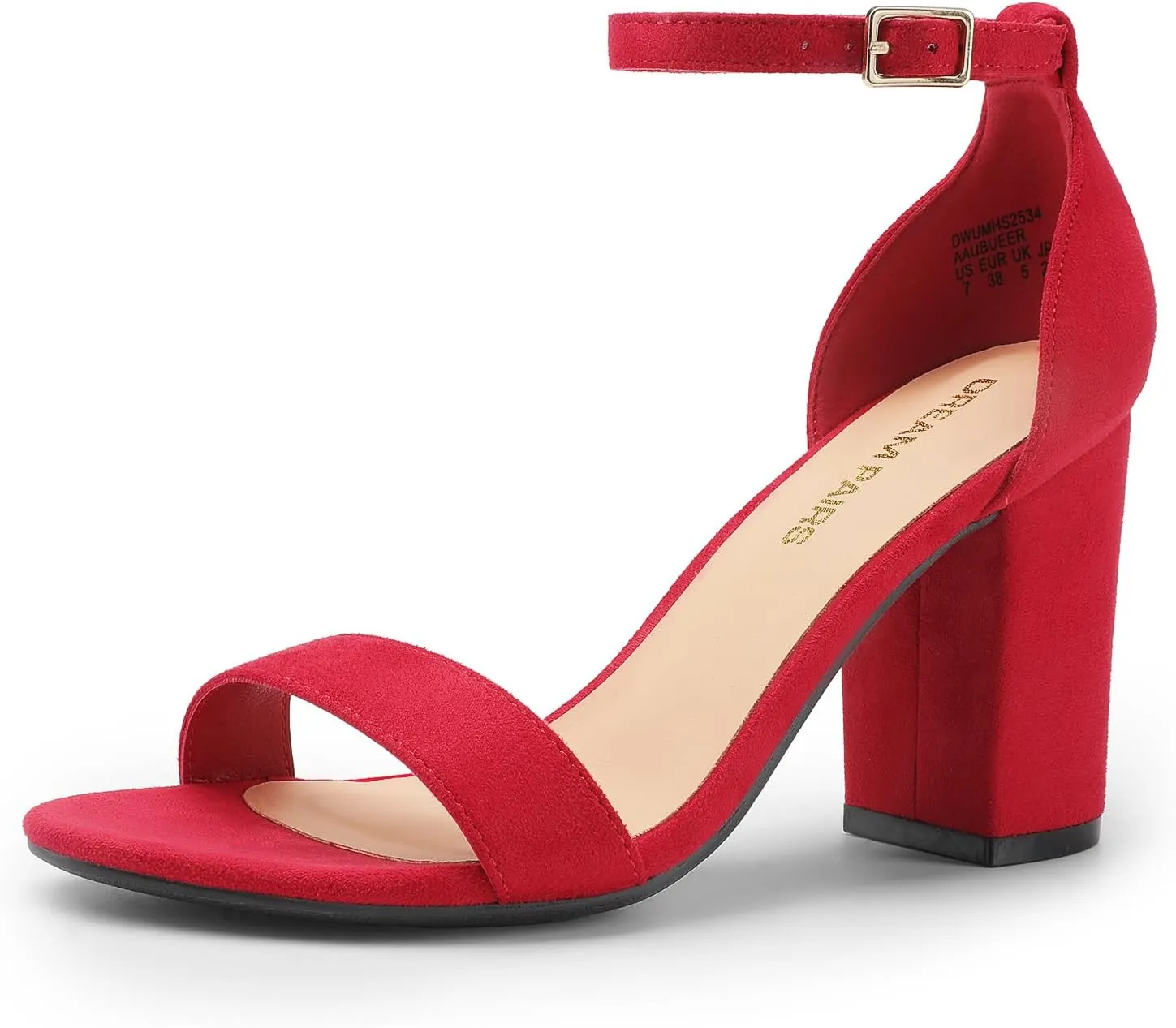DREAM PAIRS Heels for Women Chunky Block Heel Open Toe Ankle Strap 3.5 Inch Heeled Sandals for Party Date Wedding