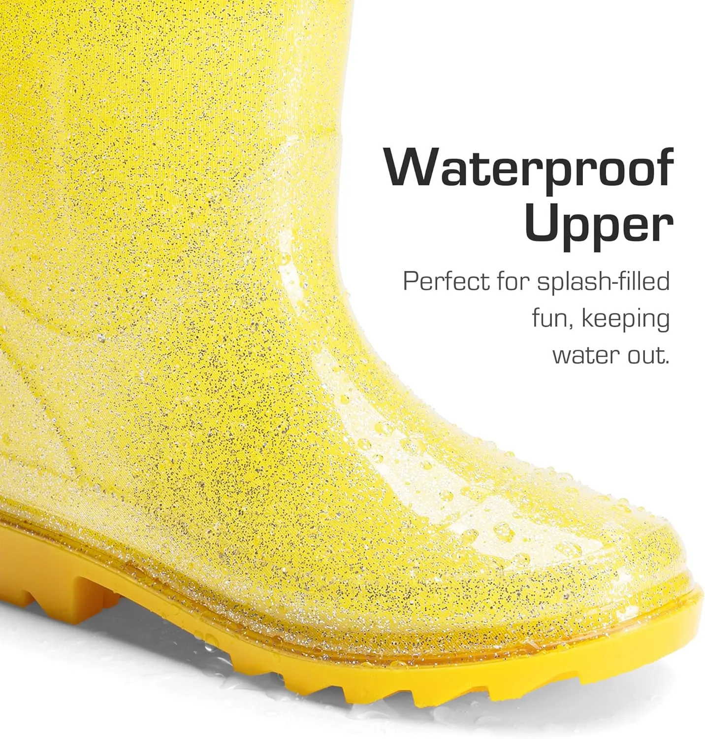 DREAM PAIRS Kids Rain Boots Glitter Boys Girls with Easy-on Handles Sparkly Waterproof Boots Outdoor Playing Rain Boots Unisex-Child