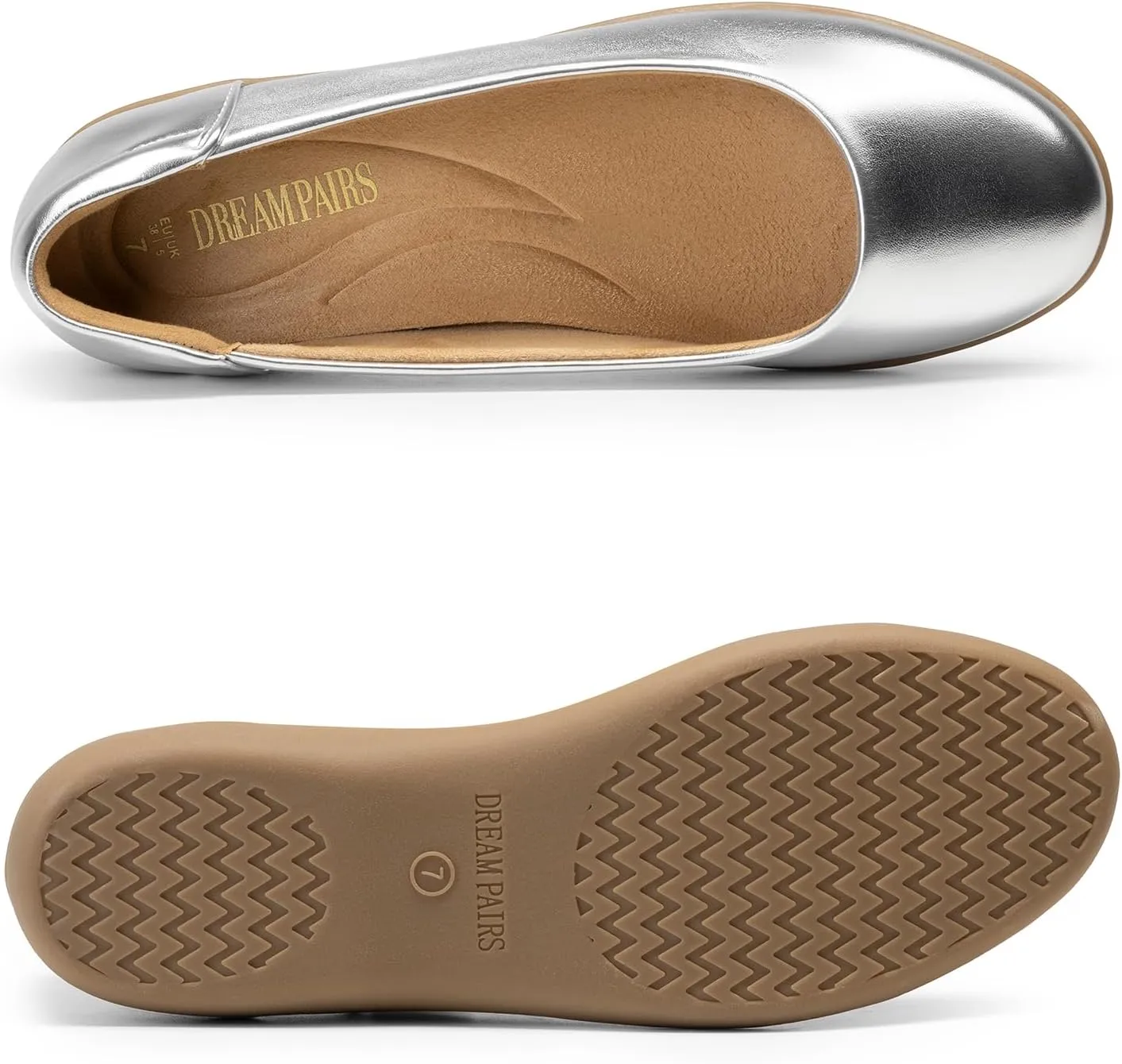 DREAM PAIRS Women’s Comfortable Ballet Dressy Work Flats, Round Toe Slip on Office Shoes