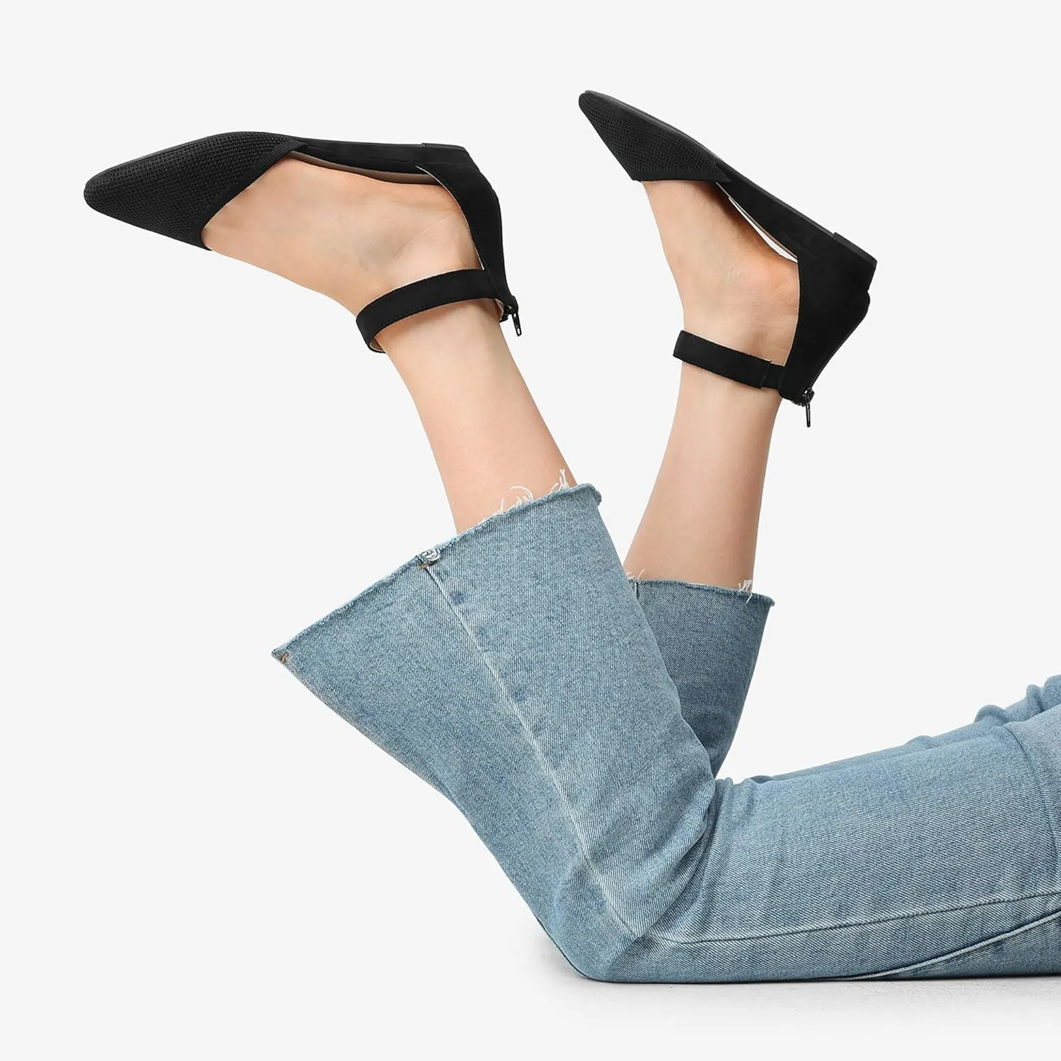 DREAM PAIRS Women's Low Wedge Ankle Strap Dress Flats Shoes