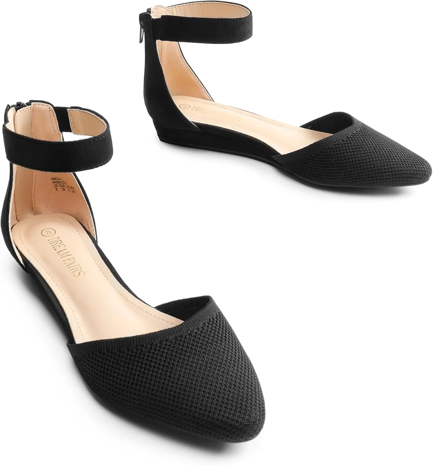 DREAM PAIRS Women's Low Wedge Ankle Strap Dress Flats Shoes