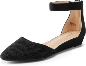 DREAM PAIRS Women's Low Wedge Ankle Strap Dress Flats Shoes